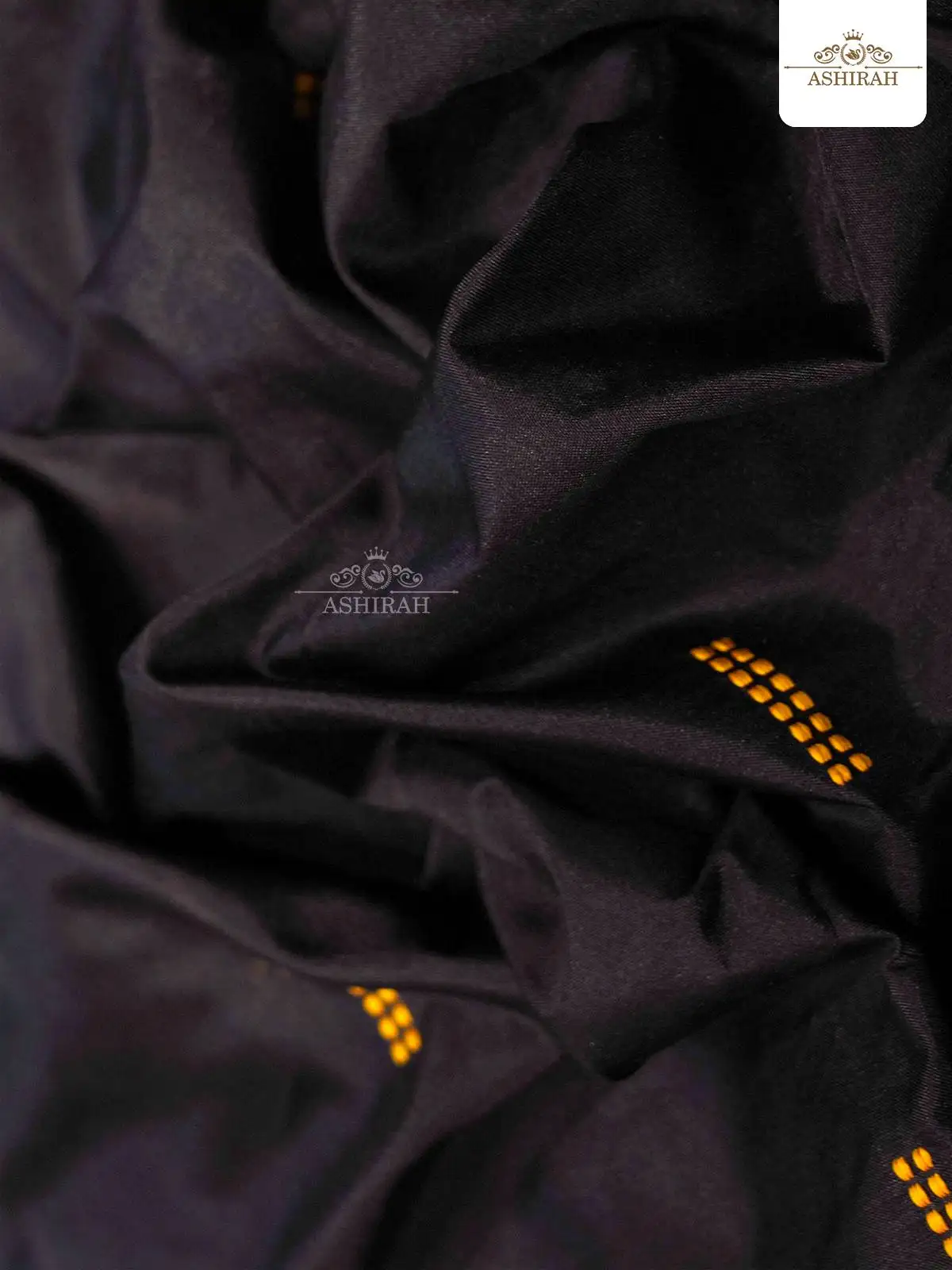Black Semi Silk Saree With Geometric Motifs On The Body With Plain Zari Border
