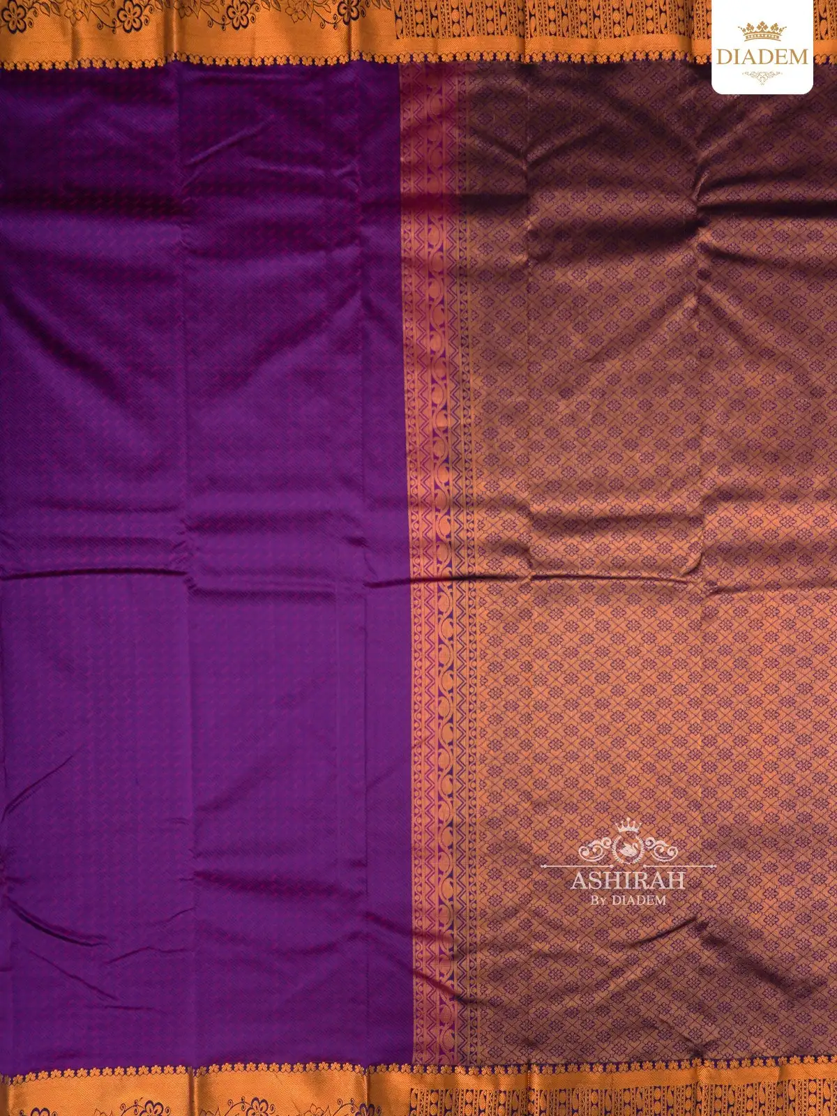 Purple Soft Silk Saree Enhanced In Jacquard Design With Flower Motif Zari Border