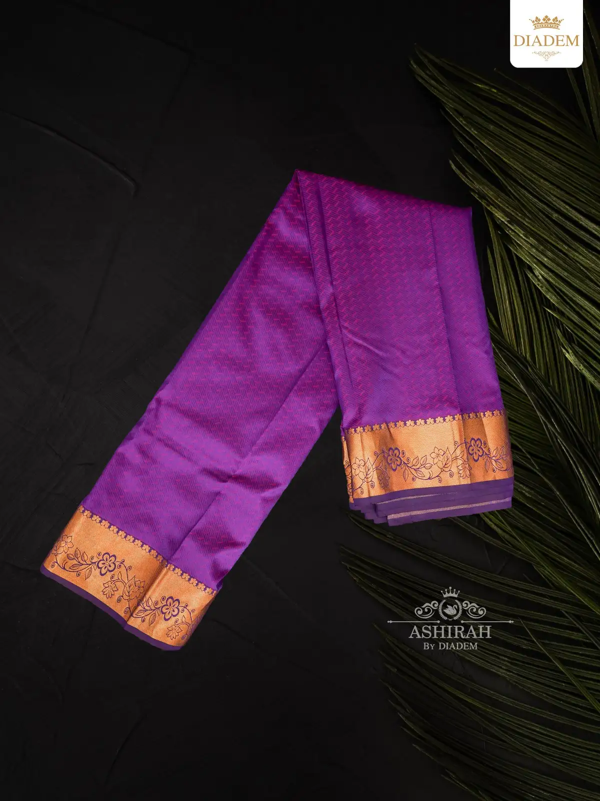 Purple Soft Silk Saree Enhanced In Jacquard Design With Flower Motif Zari Border