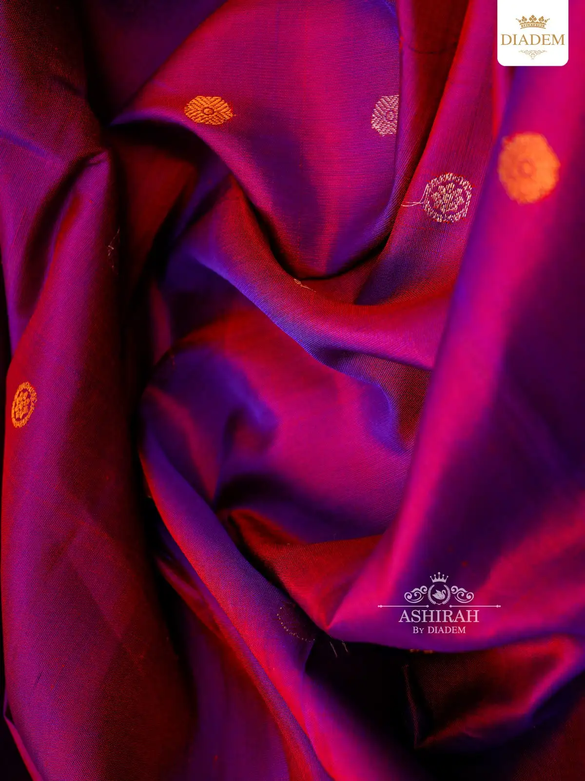 Purple Gadwal Silk Saree With Rudraksham Motifs On The Body With Design Motif Zari Border