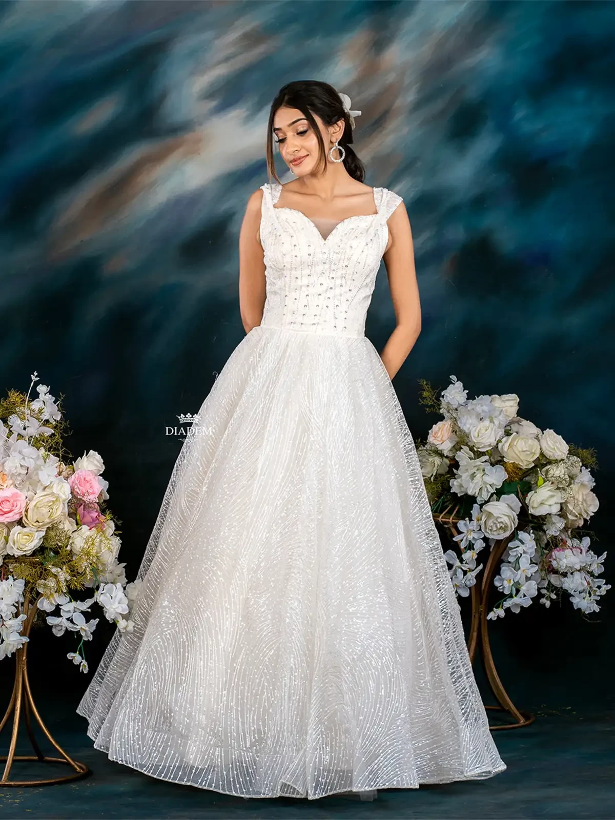 Long Sleeve Ruffle Skirt White Wedding Dress – daisystyledress