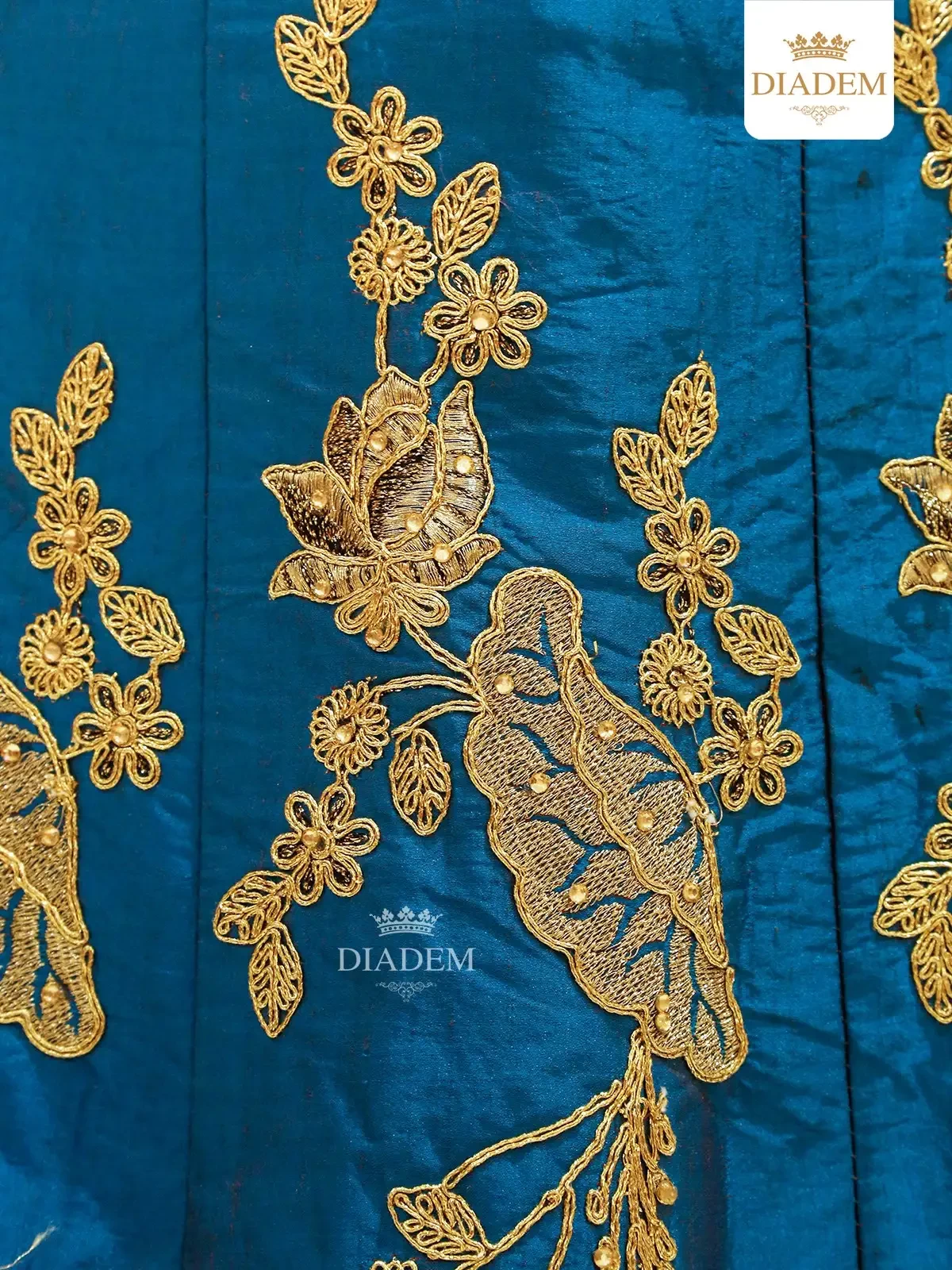 Ink Blue Raw Silk Semi Stitched Embroidered Lehenga With Dupatta