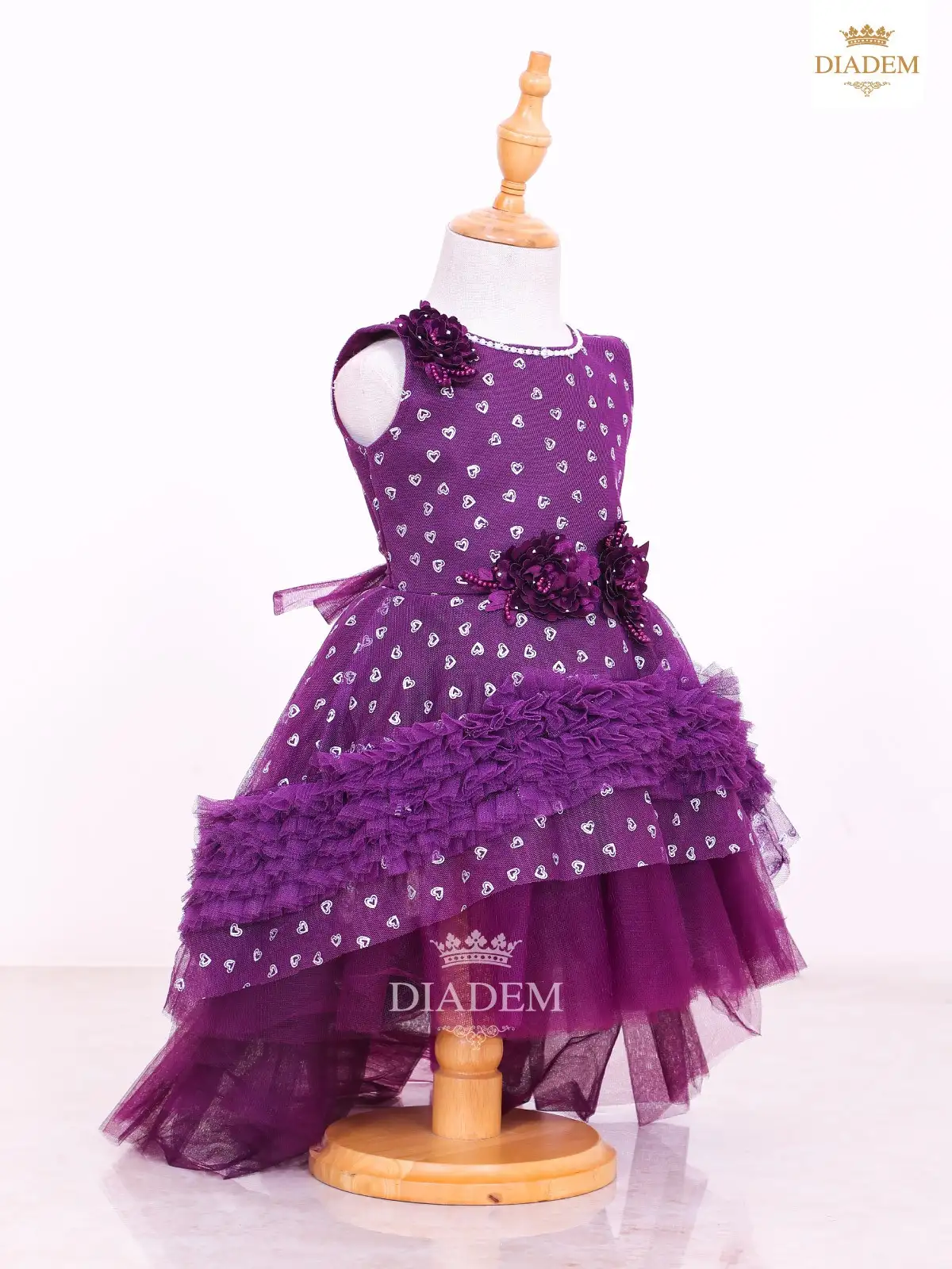 Dark Violet Gown Adorned In Stones And Beads