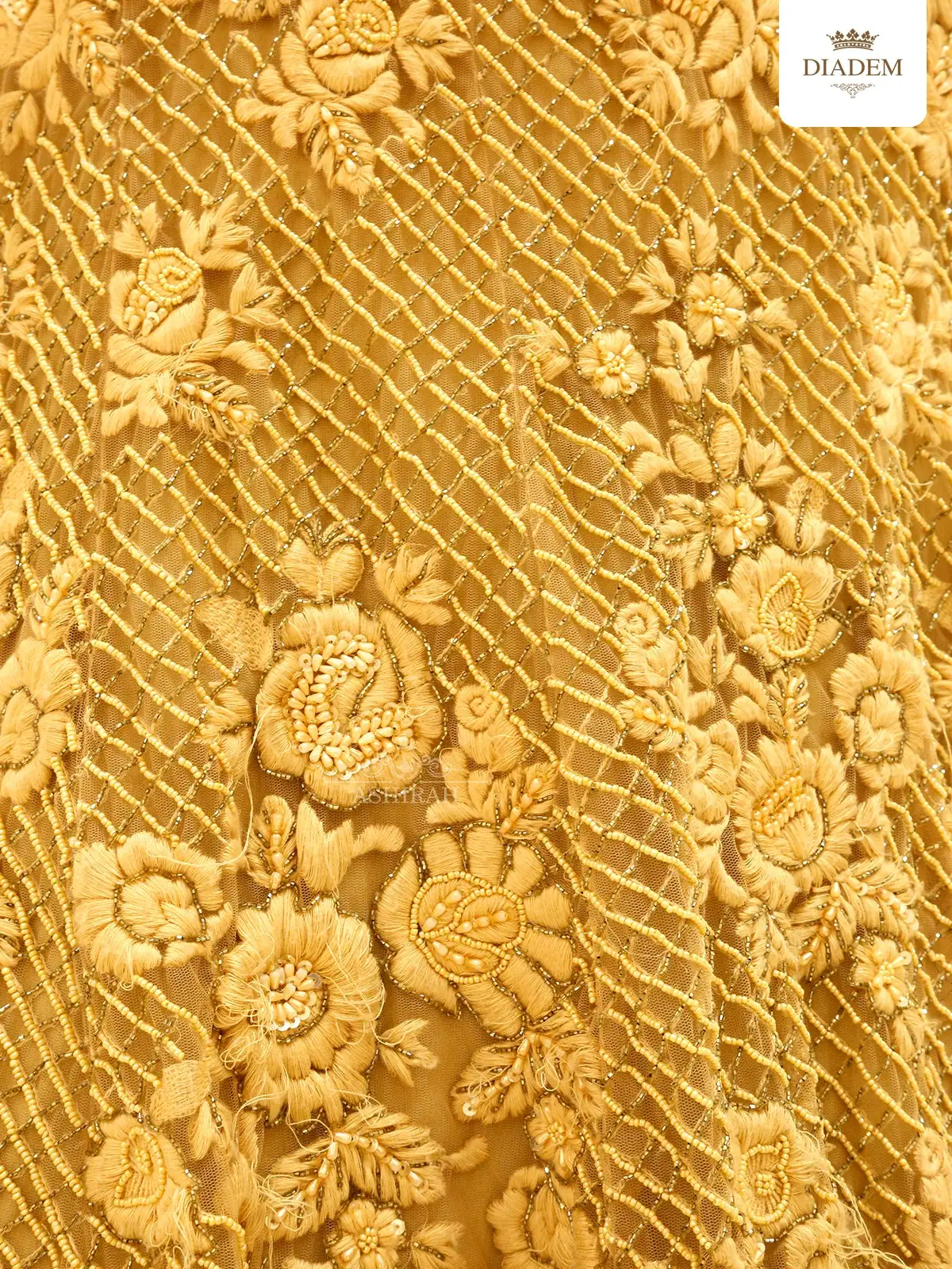 Gold Net Semi Stitched Embroidered Lehenga With Dupatta