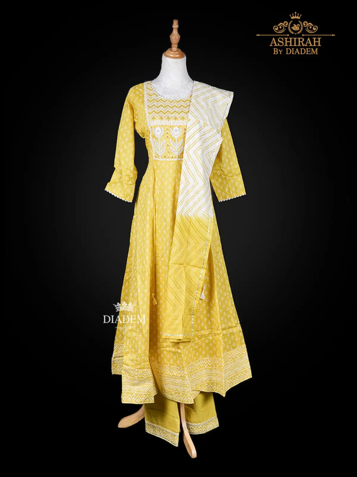Yellow Straight Cut Suit Enhanced with Floral Embroideries with Dupatta