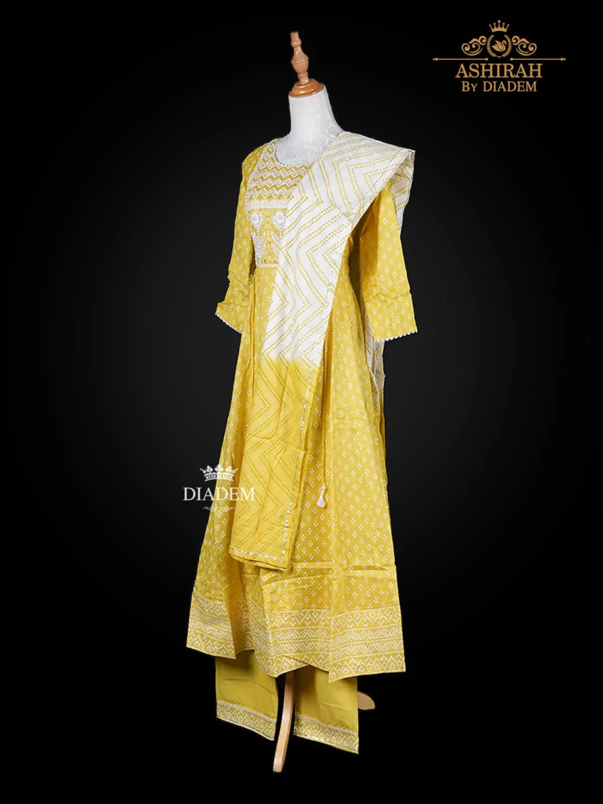 Yellow Straight Cut Suit Enhanced With Floral Embroideries With Dupatta