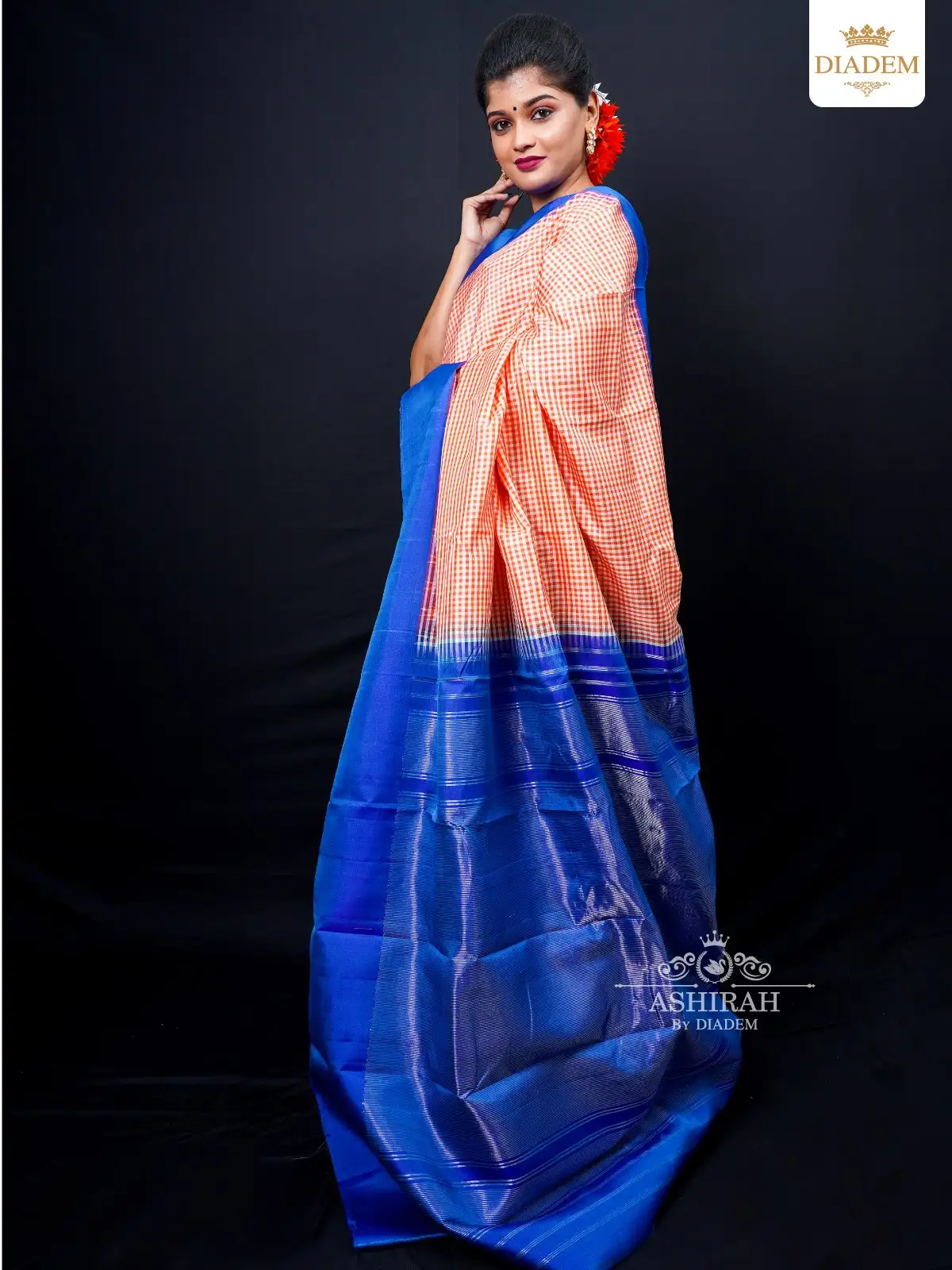 Multicolor Gadwal Silk Saree With Checks Design On The Body And Plain Border