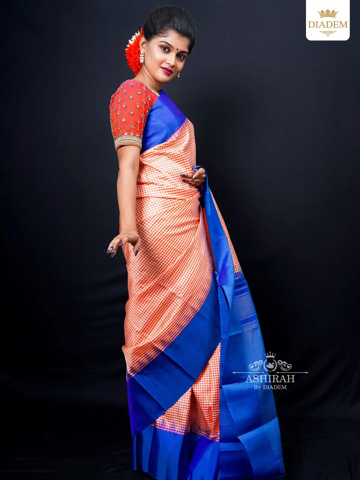 Multicolor Gadwal Silk Saree With Checks Design On The Body And Plain Border