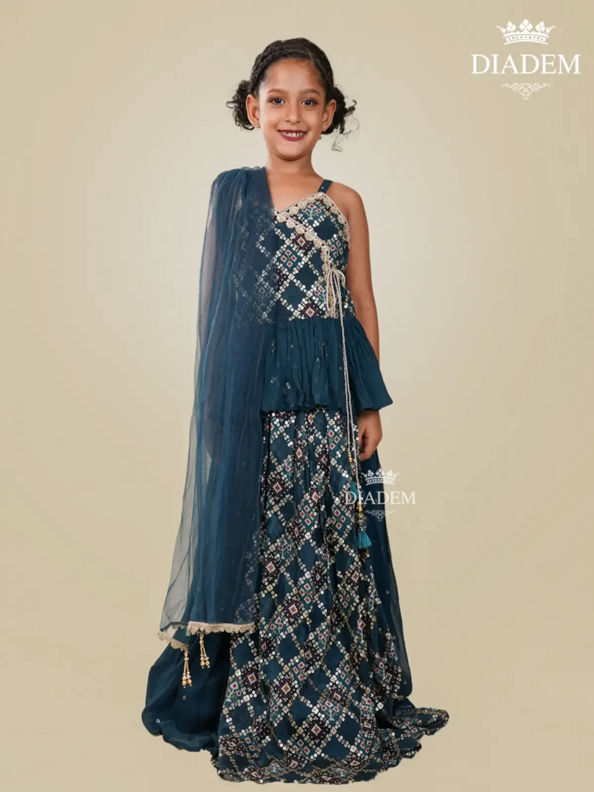 Prussian Blue Lehenga Adorned With Embroideries And Sequins