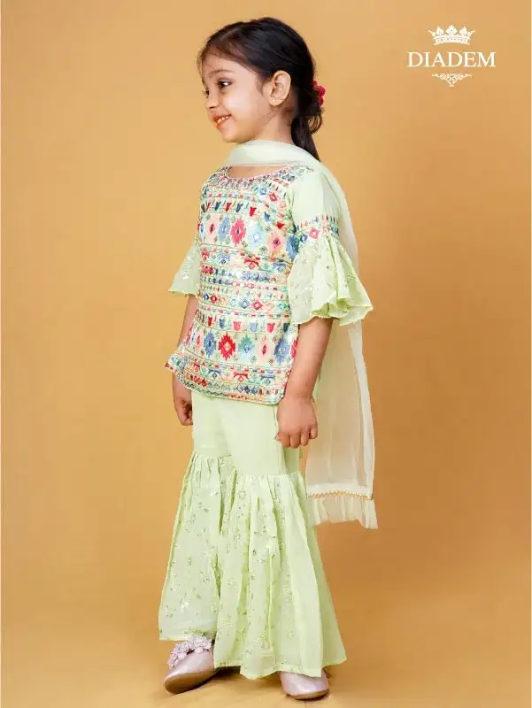 Pista Green Sharara Set Adorned In Embroidery And Stones With Dupatta