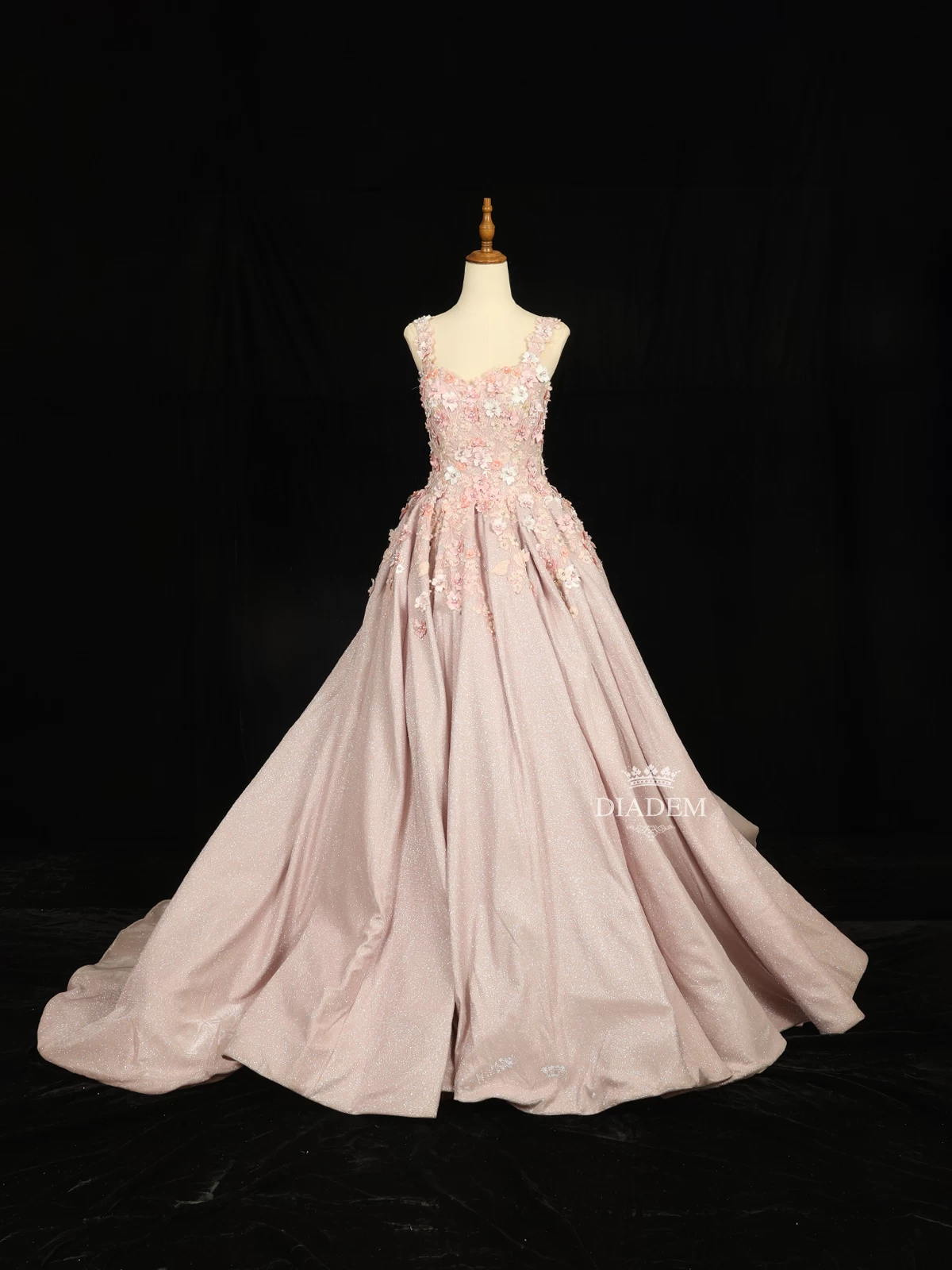 Honey Couture ARIANA Blush Pink Shimmer Ballgown Formal Dress