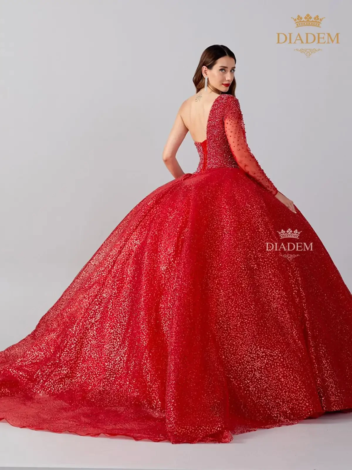 Red Ball Gown Embellished With Sequins