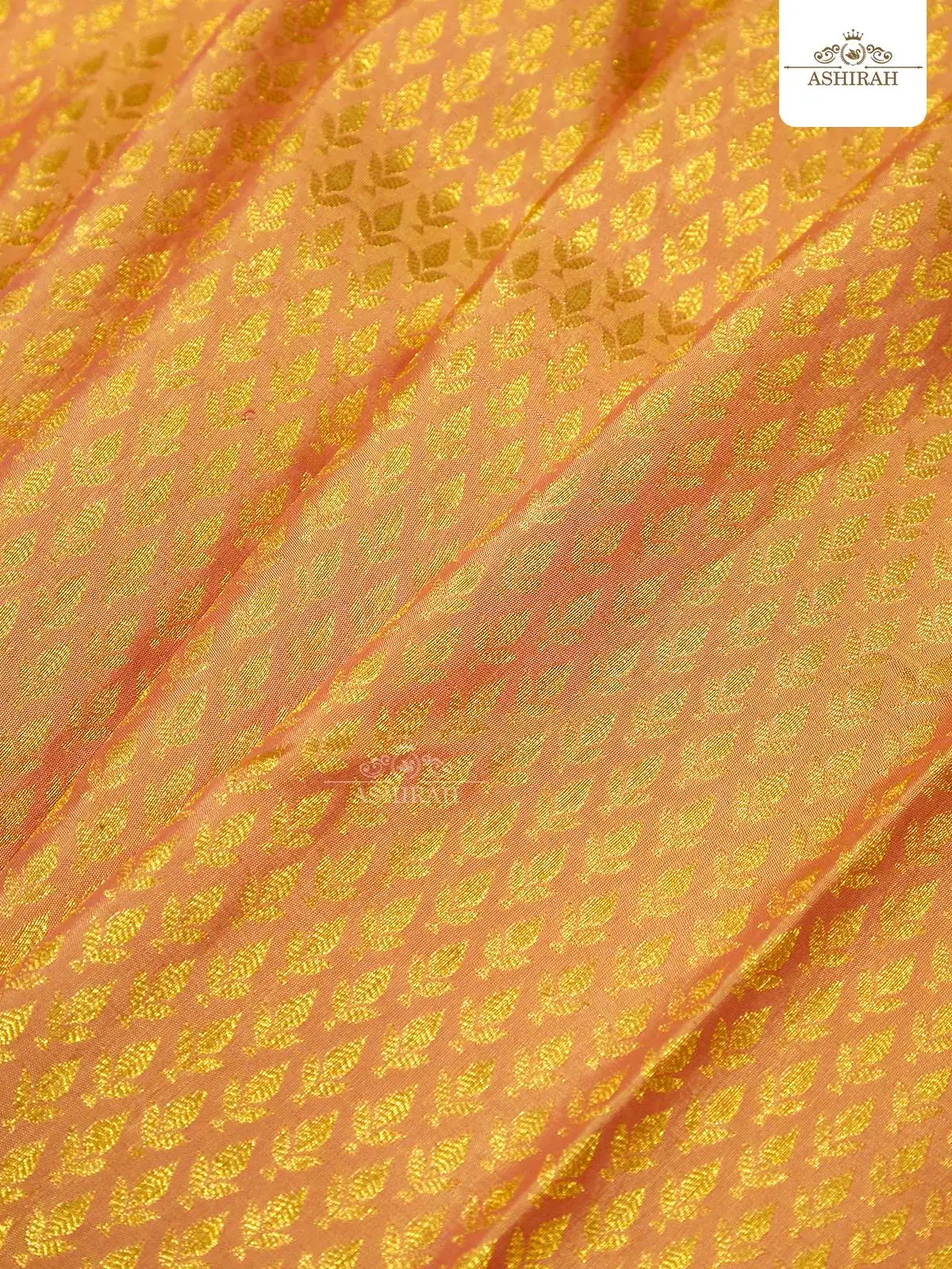Peach Pure Kanchipuram Silk Saree With Design Motifs On The Body And Zari Border