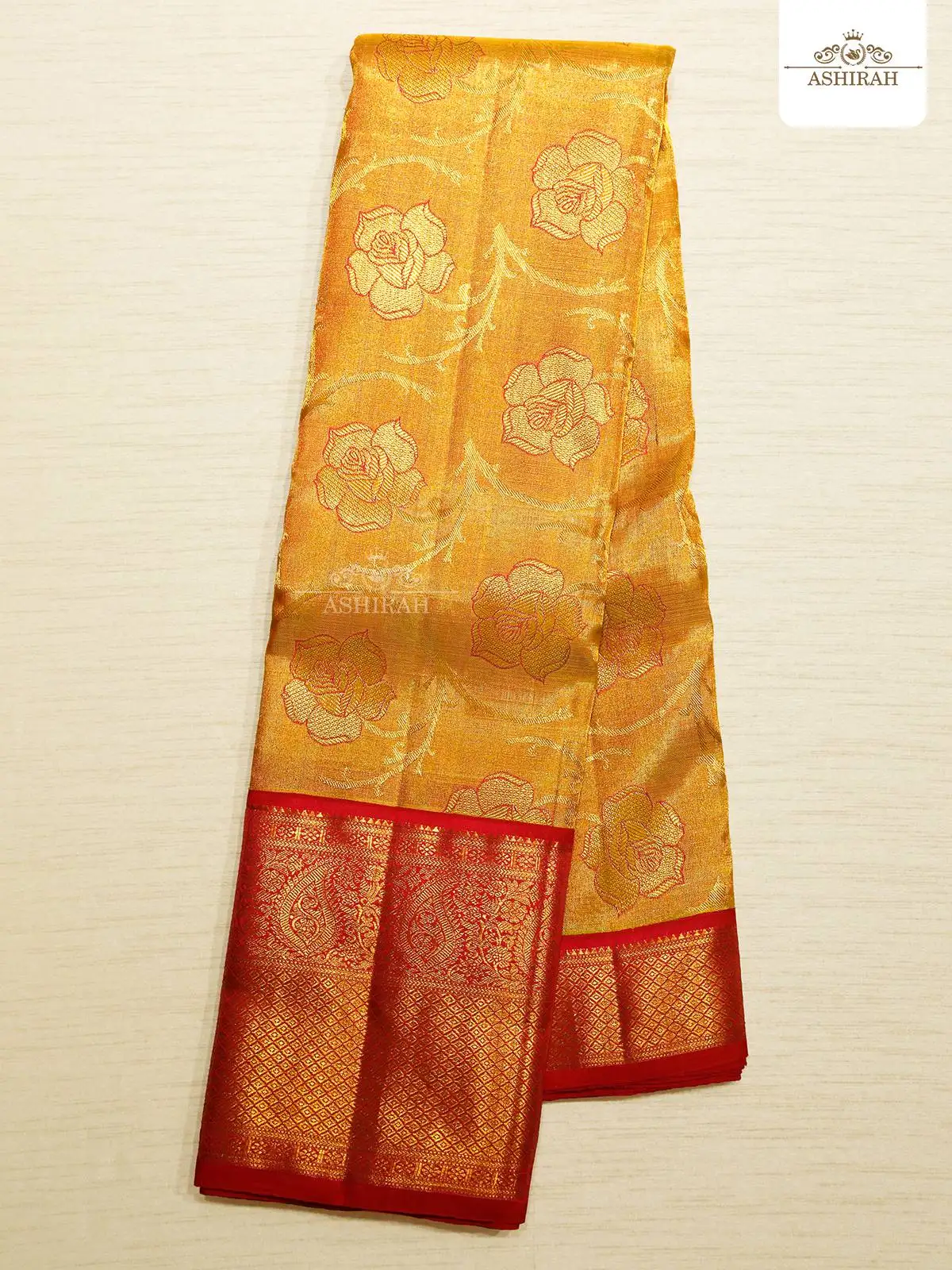 Yellow Pure Kanchipuram Silk Saree With All Over Zari Brocade On The Body And Manga Motifs Zari Border