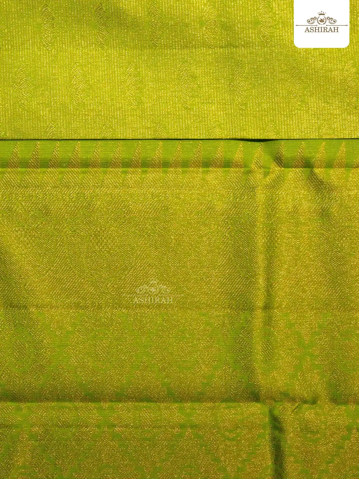 Parrot Green Pure Kanchipuram Silk Saree With Design Motifs On The Body And Zari Border
