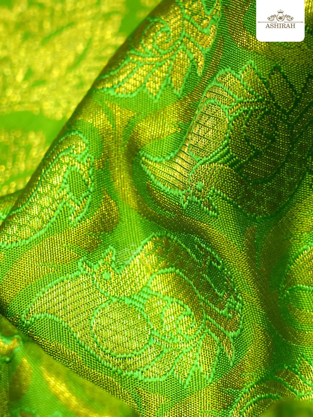Parrot Green Pure Kanchipuram Silk Saree With Brocade On The Body And Design Motifs Zari Border
