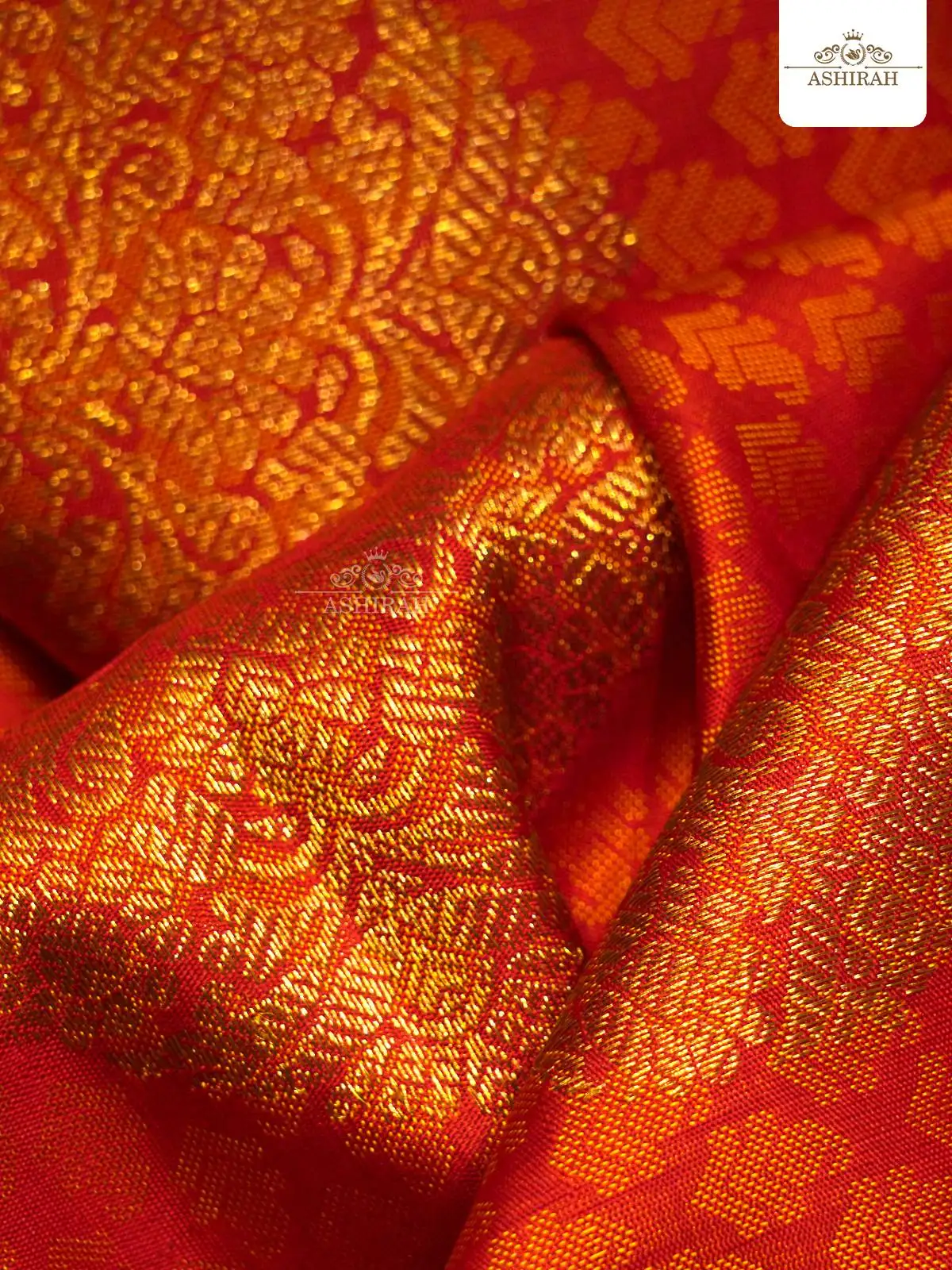 Orange Pure Kanchipuram Silk Saree With Design Motifs And Brocade On The Body And Paisley Motifs Zari Border