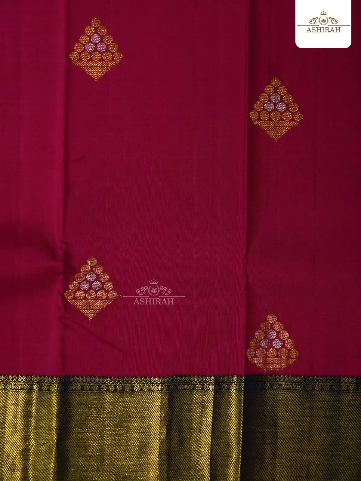 Dark Pink Pure Kanchipuram Silk Saree With Design Motifs On The Body And Zari Border