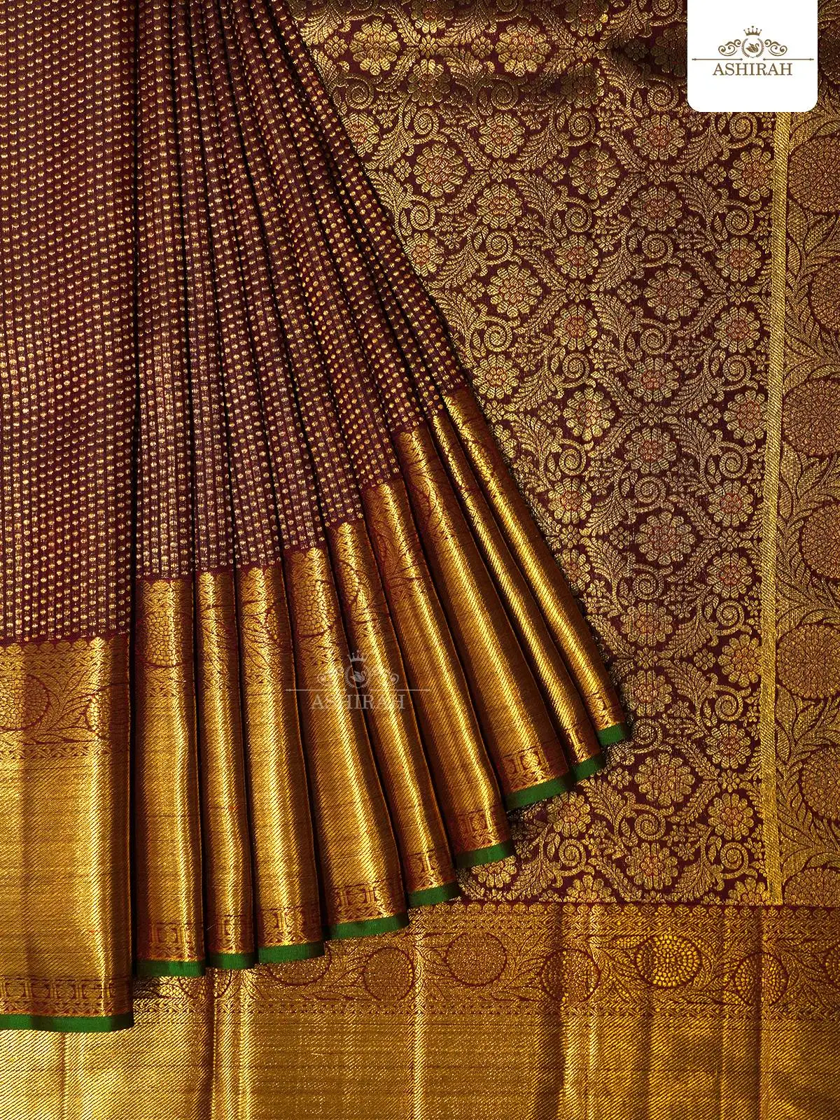 Dark Maroon Pure Kanchipuram Silk Saree With Brocade On The Body And Design Motifs Zari Border