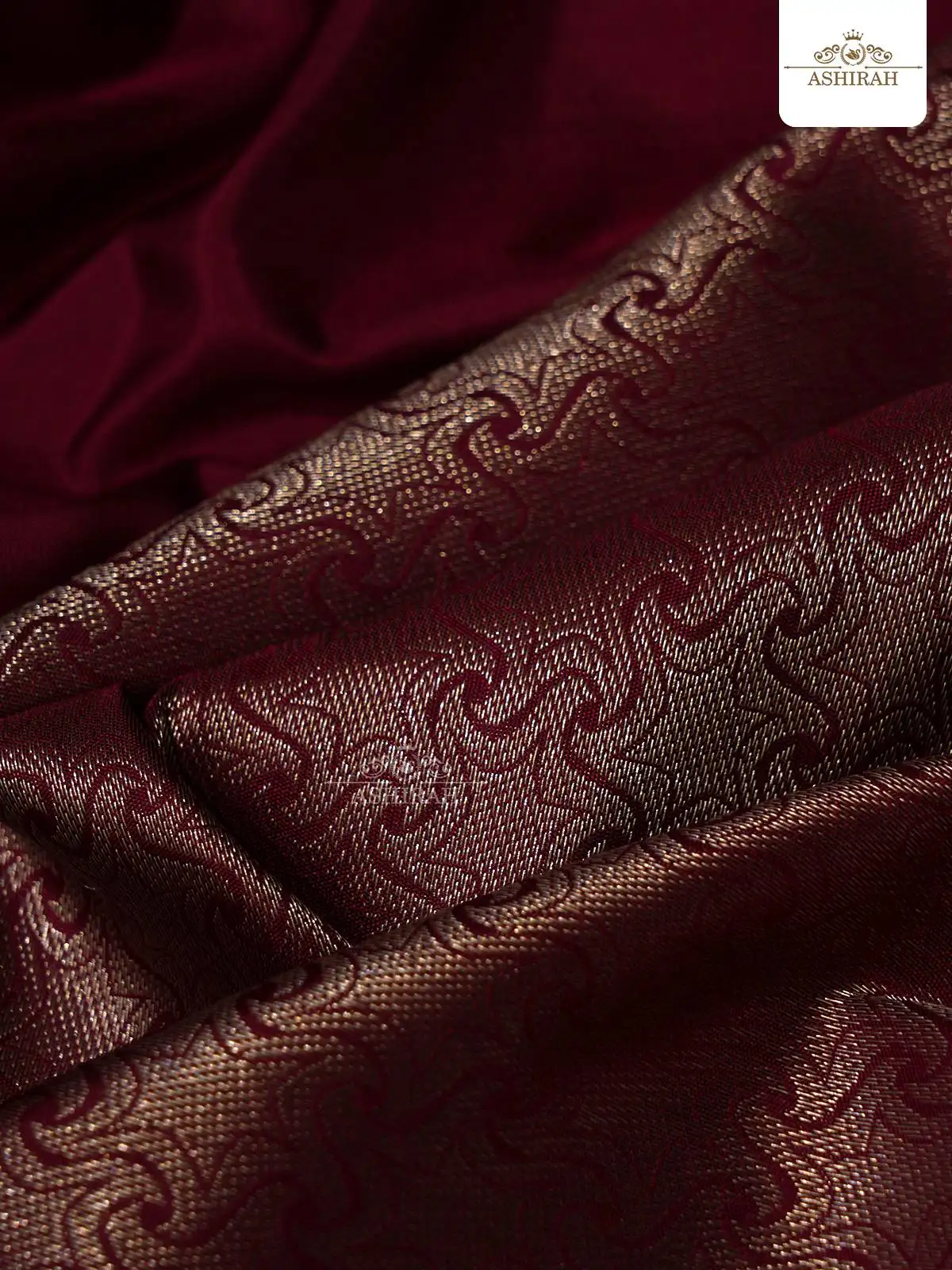 Burgundy Pure Kanchipuram Silk Saree And Checks Design Zari Border