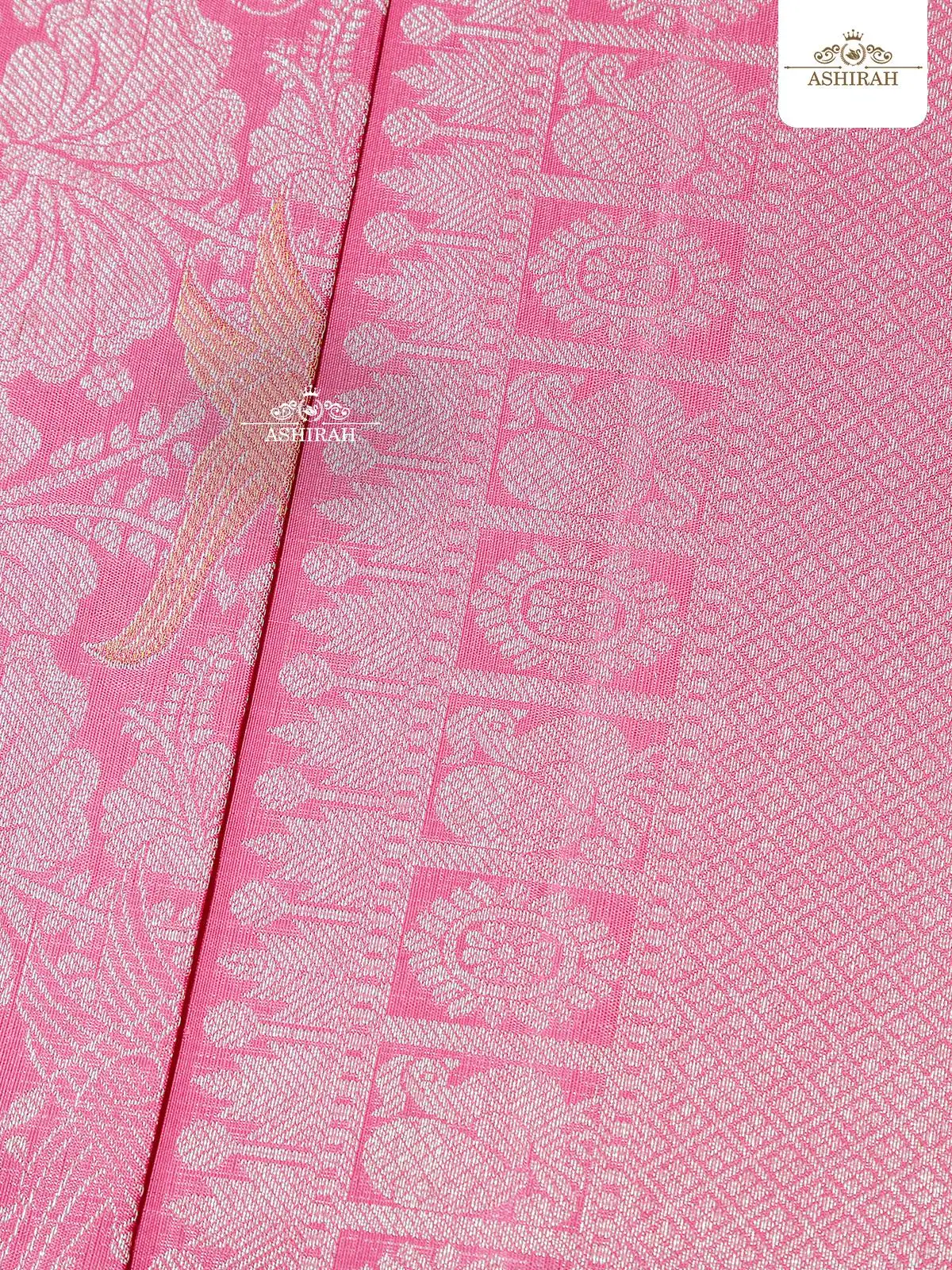 Light Pink Pure Kanchipuram Silk Saree With Brocade On The Body And Design Motifs Zari Border
