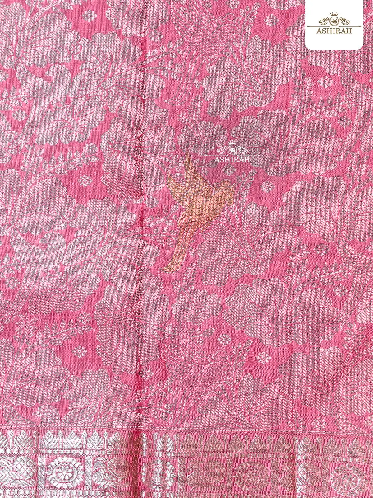 Light Pink Pure Kanchipuram Silk Saree With Brocade On The Body And Design Motifs Zari Border