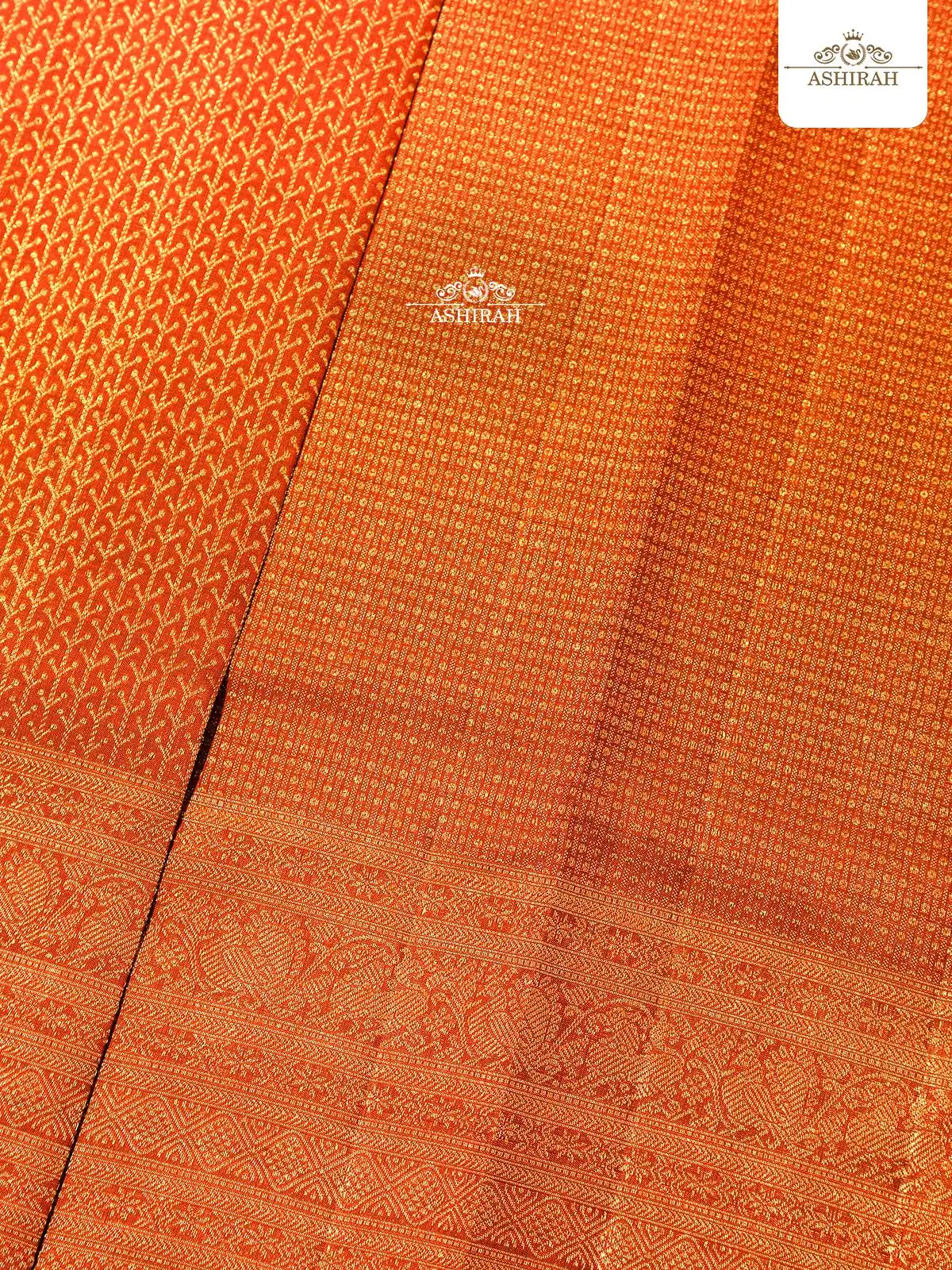 Orange Pure Kanchipuram Silk Saree Adorned In All Over Zari Brocade With Design Motifs Zari Border