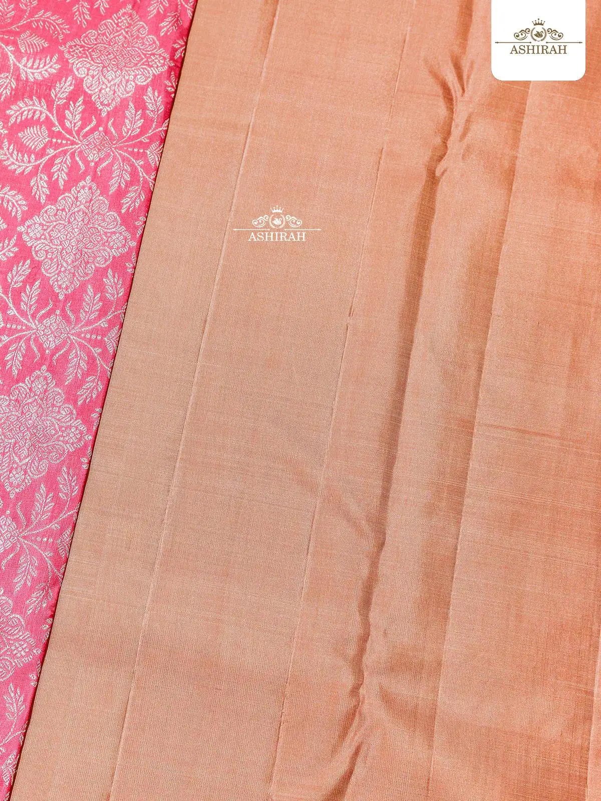 Onion Pink Pure Kanchipuram Korvai Silk Saree With Brocade On The Body And Zari Border