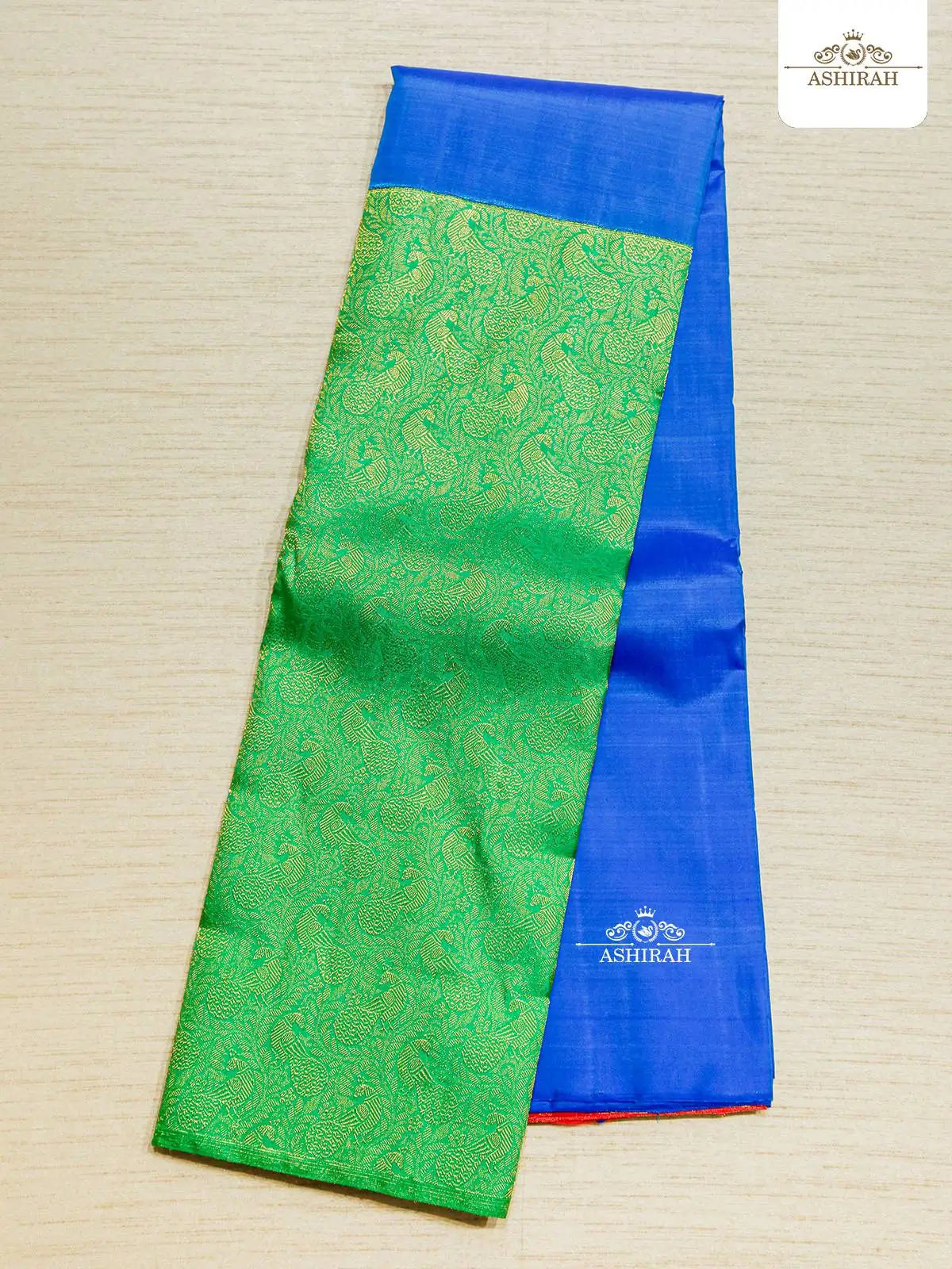 Blue Pure Kanchipuram Silk Saree With Long Zari Border