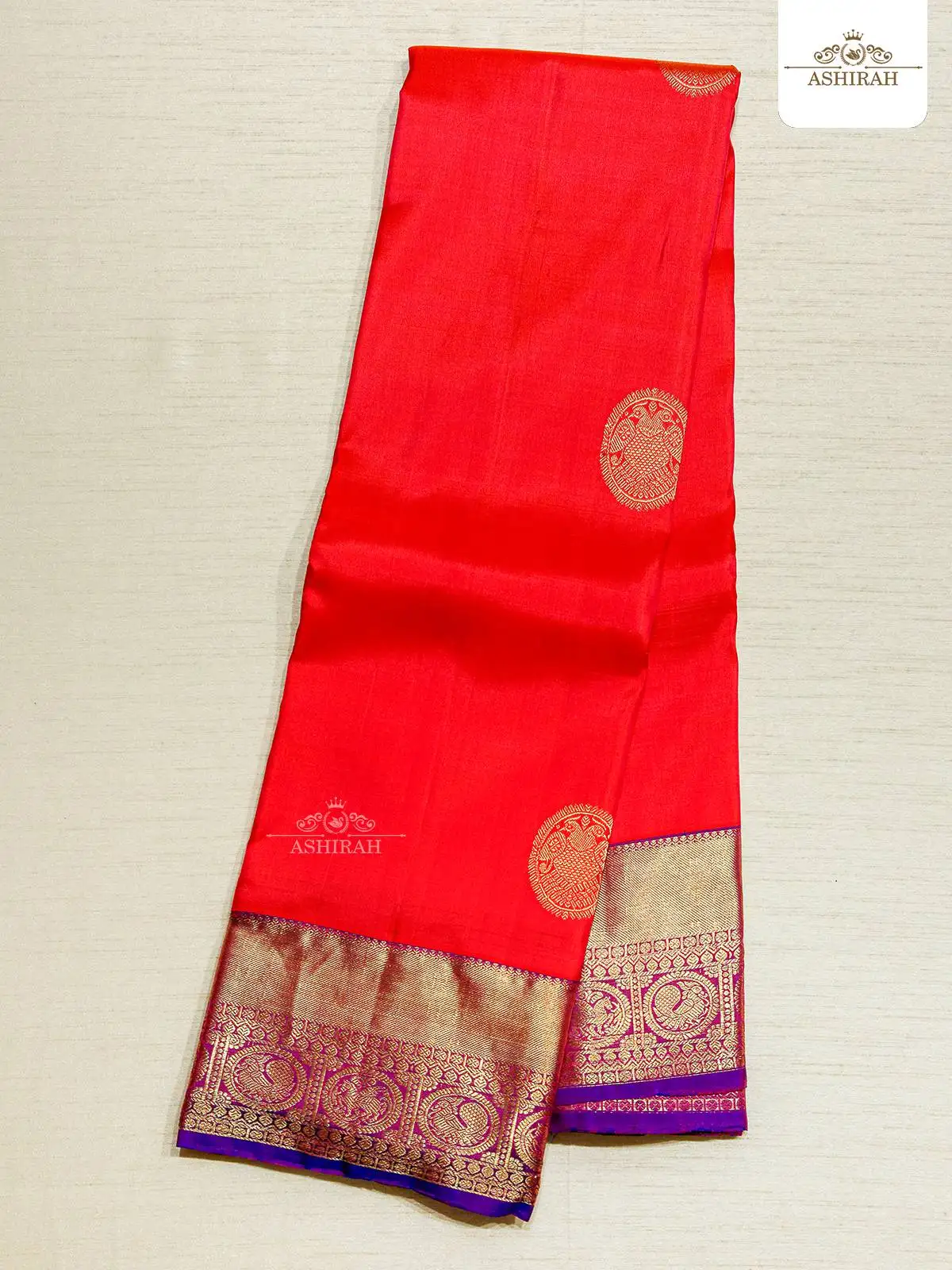 Red Pure Kanchipuram Silk Saree With Bird Motifs On The Body And Animal Motifs Zari Border