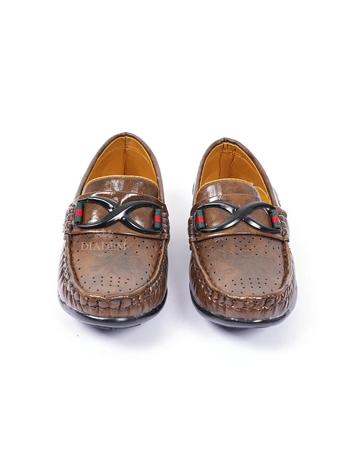 Unique Brown With Hollow Weave Holes Loafer