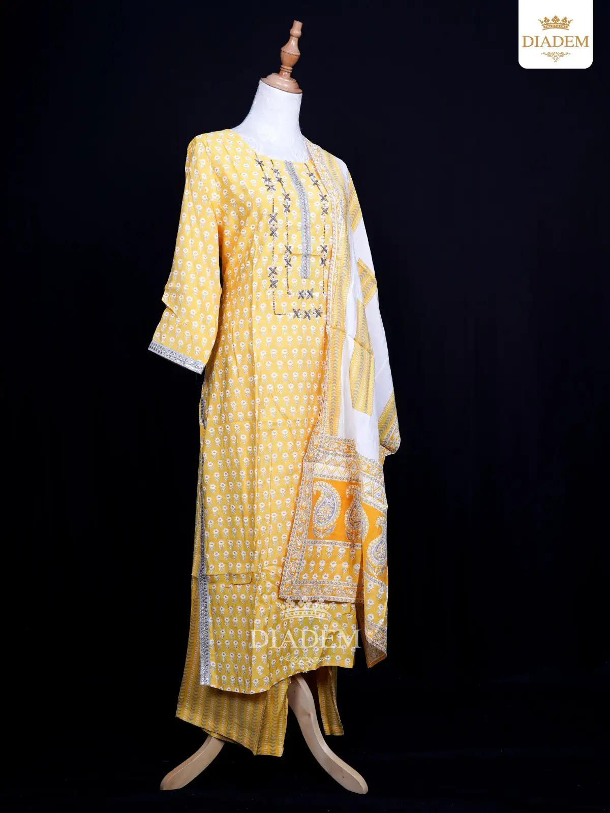 Yellow Color With Gota Patti Work Cotton Salwar With Pant