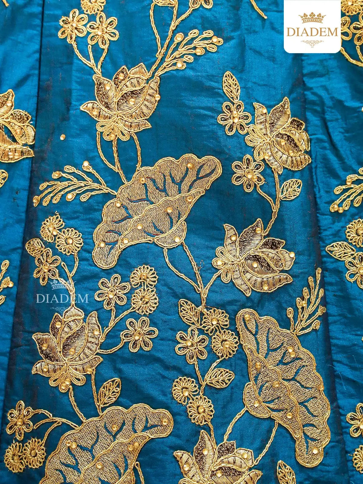 Ink Blue Raw Silk Semi Stitched Embroidered Lehenga With Dupatta