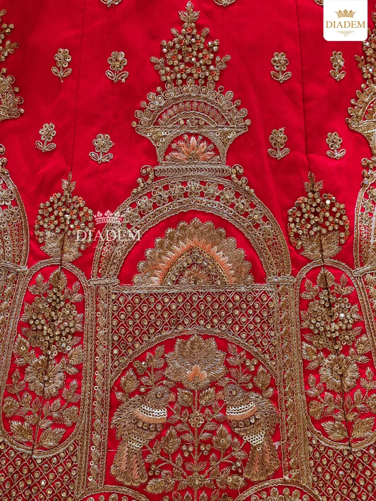 Red Raw Silk Semi Stitched Embroidered Lehenga With Dupatta