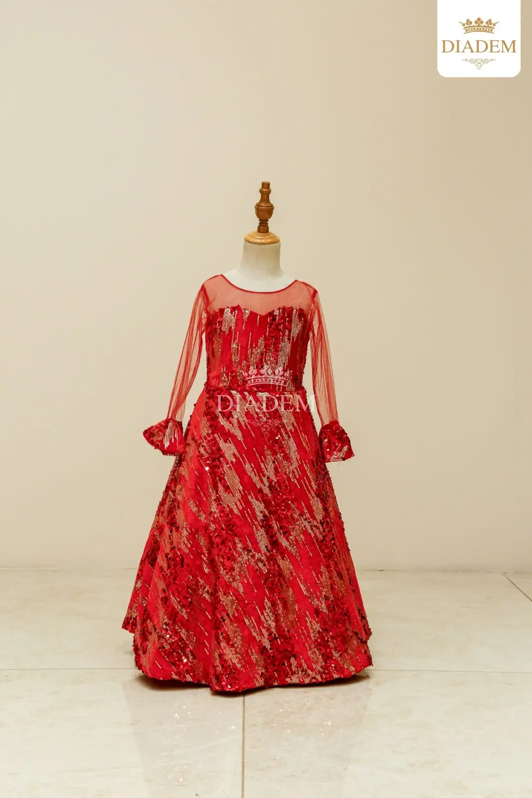 Red Gown Embellished In Full Sequins