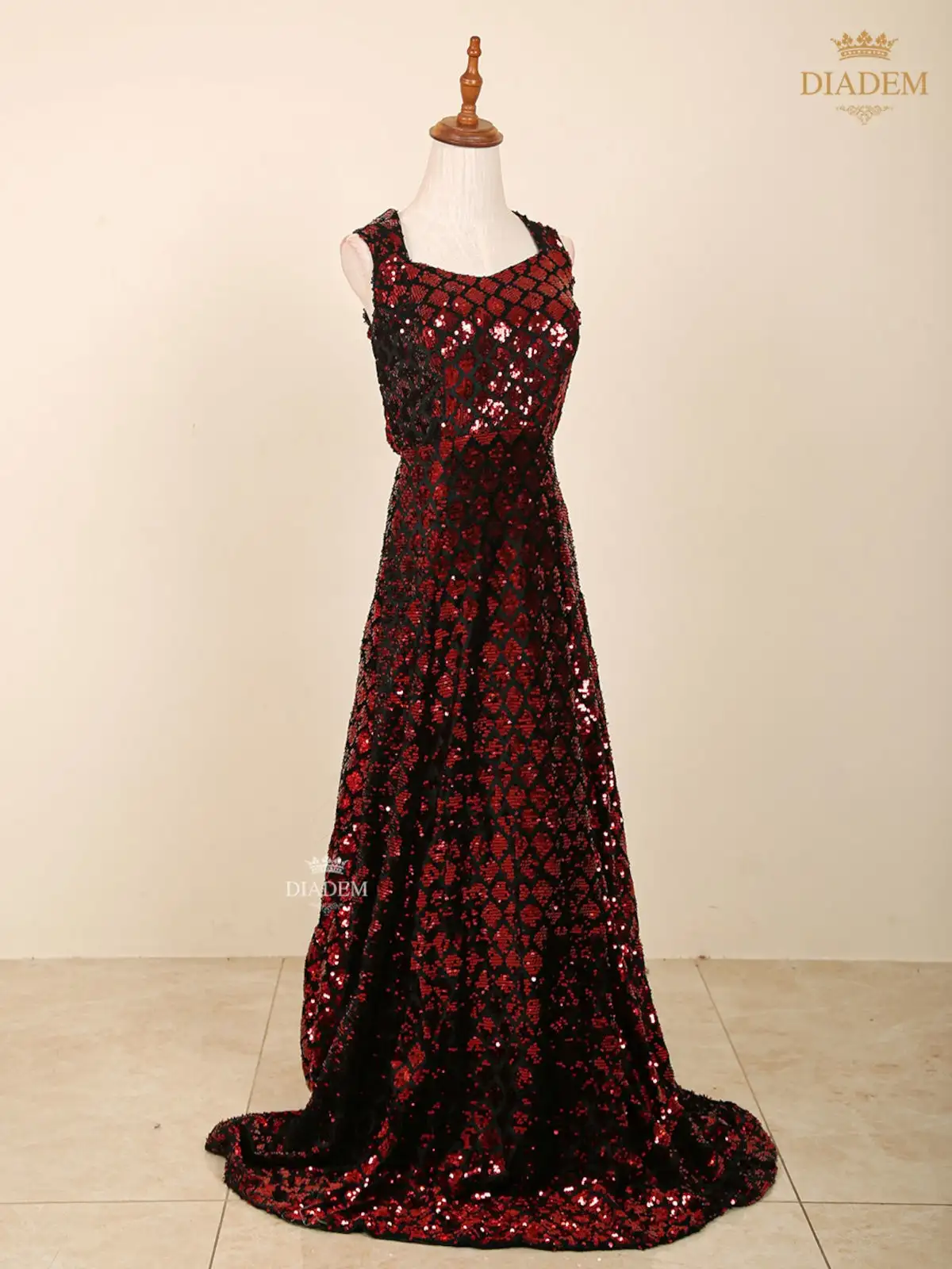 Black Gown Embellished With All Over Sequins