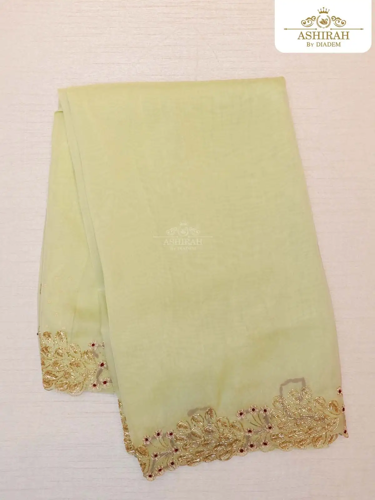 Pista Green Semi Organza Silk Saree with Floral Embroidery Border