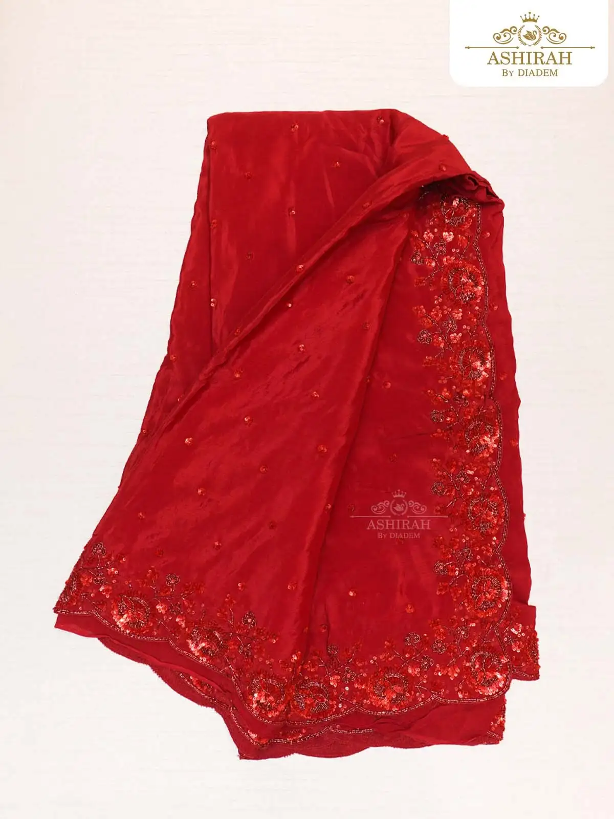 Red Organza Silk Saree Embellished With Floral Embroidery Border