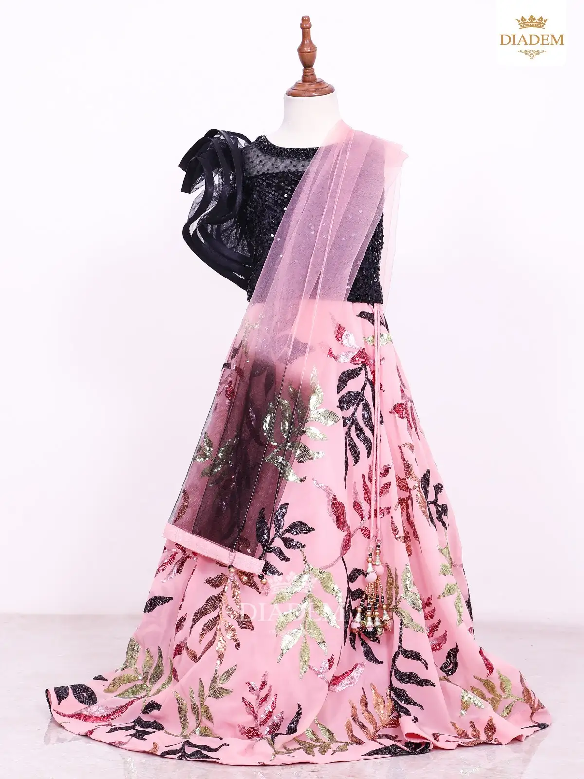 Baby Pink Lehenga Embellished In Sequins With Dupatta