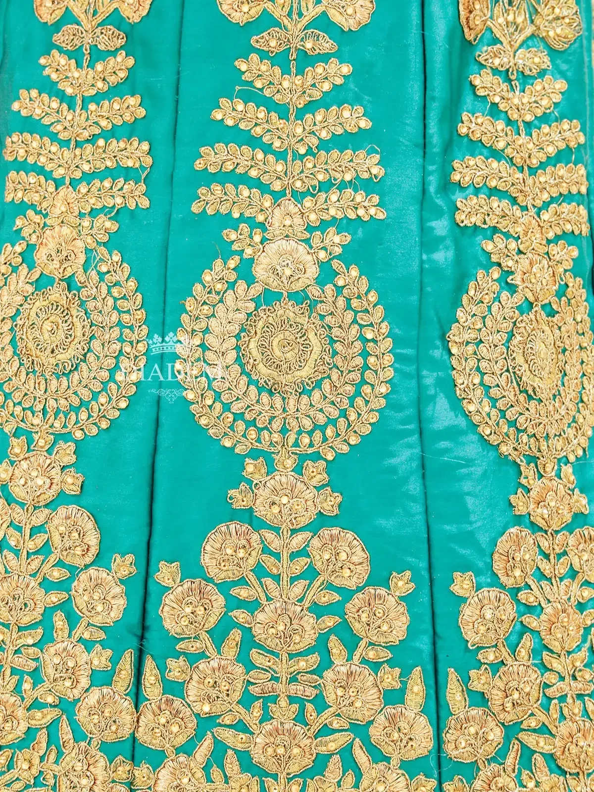 Teal Green Raw Silk Semi Stitched Embroidered Lehenga With Dupatta