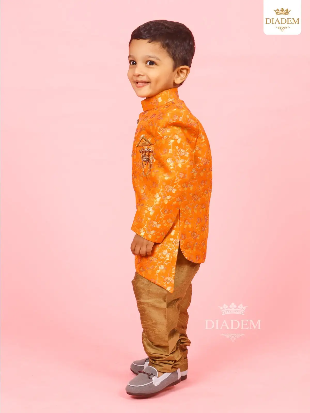 Fanta Orange Indo Western Adorned In Jal Design Zari Sherwani Set